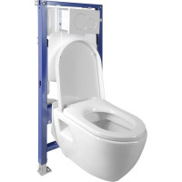 Závesné WC Nera s podomietkovou nádržkou do sadrokartónu a tlačidlom Geberit, biela WC-SADA-16