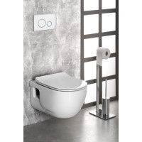 Závesné WC BRILLA Rimless biela s podomietkovou nádržkou a tlačidlom Schwab, biela 100614-SET5