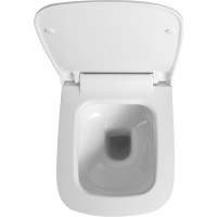 Závesné WC BELLO Rimless s podomietkovou nádržkou a tlačidlom Schwab, biela 100214-SET5