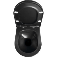 Závesné WC AVVA Rimless s podomietkovou nádržkou a tlačidlom Schwab, čierna mat 100314-110-SET5