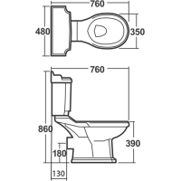 Aqualine ANTIK WC kombi retro + sedátko, biela AK107-01