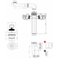 Bruckner Drezový sifón šetriaci miesto, 2x odbočka, nerez výpusť so zátkou, 6/4", DN40, biela 155.124.0