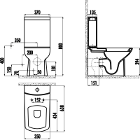 CREAVIT LARA WC kombi, spodný/zadný odpad, čierna mat LR360