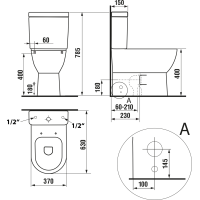 JALTA WC kombi, Rimless, s bidetovým sedadlom CLEAN STAR, spodný/zadný odpad, biela LB402-1