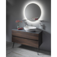 Sapho VISO okrúhle zrkadlo s LED osvetlením a policou ø 60cm, biela mat VS060-01