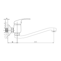 Aqualine AQUALINE 35 nástenná batéria, ramienko ploché zvýšené, chróm 52145