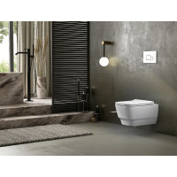 Závesné WC BELLO Rimless s podomietkovou nádržkou a tlačidlom Schwab, biela 100214-SET5