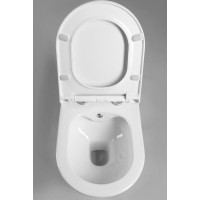 Závesné WC AVVA CLEANWASH, integr. batérie a bidet. spŕška s podomietkovou nádržkou a tlačidlom Schwab, biela 100315-SET5
