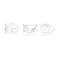 Závesné WC AVVA Rimless s podomietkovou nádržkou a tlačidlom Schwab, čierna mat 100314-110-SET5
