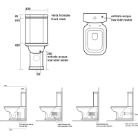 Kerasan WALDORF WC kombi, spodný/zadný odpad, čierna-chróm WCSET25-WALDORF