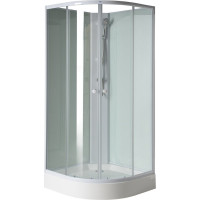 Aqualine AIGO štvrťkruhový sprchový box 900x900x2040 mm, biely profil, číre sklo YB93