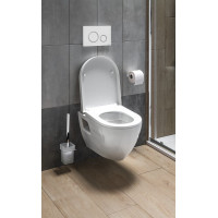 Závesné WC NERA s podomietkovou nádržkou a tlačidlom Schwab, biela NS952-SET5