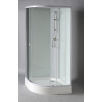 Aqualine AIGO štvrťkruhový sprchový box 900x900x2040 mm, biely profil, číre sklo YB93