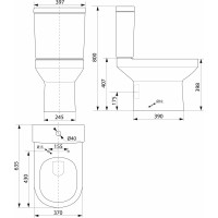 Aqualine VERMET WC kombi misa, spodný/zadný odpad, biela VR038