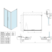 Polysan LUCIS LINE štvorcový sprchovací kút 900x900mm L/P variant DL2815DL3415