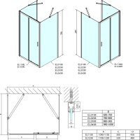 Polysan EASY trojstenný sprchovací kút 1100x900mm, L/P variant, sklo Brick EL1138EL3338EL3338