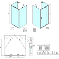Polysan EASY trojstenný sprchovací kút 800-900x700mm, pivot dvere, L/P variant, číre sklo EL1615EL3115EL3115