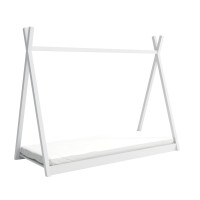 Detská domčeková Montessori típí posteľ z masívu borovice OLA - 200x90 cm - BIELA