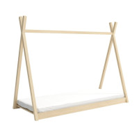 Detská domčeková Montessori típí posteľ z masívu borovice OLA - 200x90 cm - PRÍRODNÁ BOROVICA