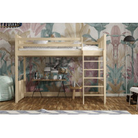 Detská vyvýšená posteľ z masívu borovice ALVIN - 200x90 cm - PRÍRODNÁ BOROVICA