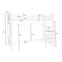 Detská vyvýšená posteľ z masívu borovice ALVIN - 200x90 cm - BIELA