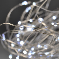 Solight vianočná reťaz strieborná, 30x mini LED, 3m, 3 x AA, studené svetlo