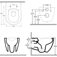 Isvea INFINITY závesná WC misa, Rimless, 36, 5x53cm, zelená petrol 10NF02004-2P