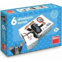 Dino Drevené obrázkové kocky Krtko 6 ks