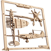 Ugears 2.5D drevené mechanické puzzle Stíhacie lietadlo