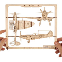 Ugears 2.5D drevené mechanické puzzle Stíhacie lietadlo