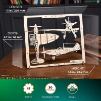 Ugears 2.5D drevené mechanické puzzle Stíhacie lietadlo