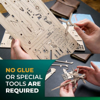 Ugears 2.5D drevené mechanické puzzle Stíhacie lietadlo