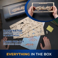 Ugears 2.5D drevené mechanické puzzle Roadster MK3