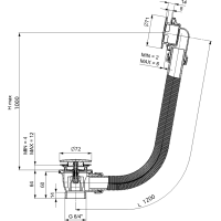 Polysan Vaňová súprava bez napúšťania, click-clack, dĺžka 1200mm, zátka 72mm, čierna mat 71858.21