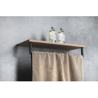 Sapho SKA polička na uteráky s hrazdou 600x250mm, dub/čierna mat SKA385B