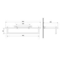 Sapho SKA polička na uteráky s hrazdou 600x250mm, biela mat SKA385W