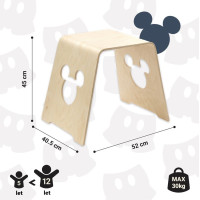 Detská stolička s výrezom Mickey Mouse - prírodná