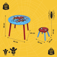 Detský stolček s 2 stoličkami Spiderman - modrý/červený