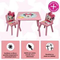 Detský stolček s 2 stoličkami Myška Minnie - ružový