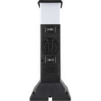 Solight záhradný stĺpik IP44 s LED osvetlením, plast, 2 zásuvky, hranol, čierny