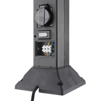 Solight záhradný stĺpik IP44 s LED osvetlením, plast, 2 zásuvky, hranol, čierny