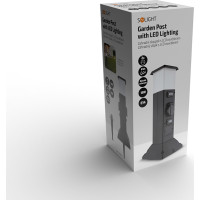 Solight záhradný stĺpik IP44 s LED osvetlením, plast, 2 zásuvky, hranol, čierny