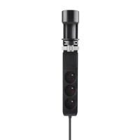 Solight 3z + USB A + C prenosné stolné zásuvky, 2m, čierna, USB rýchlonabíjačka 20W PD