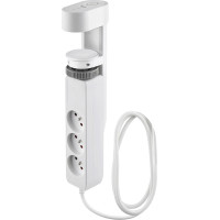 Solight 3z + USB A+C prenosné stolné zásuvky, 2m, biela, USB rýchlonabíjačka 20W PD