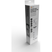 Solight 3z + USB A+C prenosné stolné zásuvky, 2m, biela, USB rýchlonabíjačka 20W PD