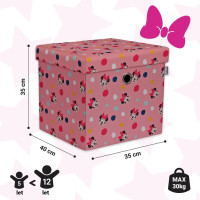 Taburet s úložným priestorom Myška Minnie - ružový