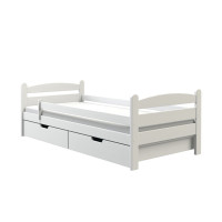 Detská posteľ z MASÍVU borovice 200x90cm SO ŠUPLIKMI - MARY - biela