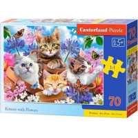 CASTORLAND Puzzle Mačiatka s kvetinami 70 dielikov