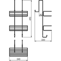 Gedy CHROM LINE polica do sprchy závesná, 240x490x220mm, čierna mat 248514