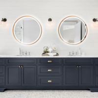 Okrúhle zrkadlo COPPER 80 cm s LED podsvietením a medeným okrajom